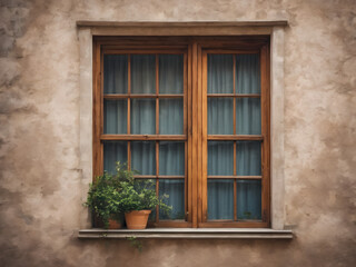 Wall with vintage old window background