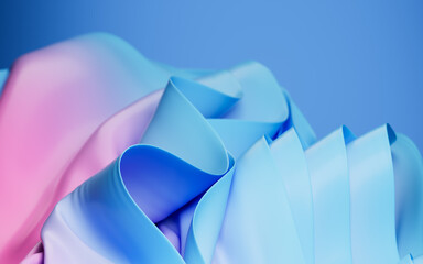 Abstract background with folded textile ruffle, abstract curves, fashion wallpaper, 3d rendering.