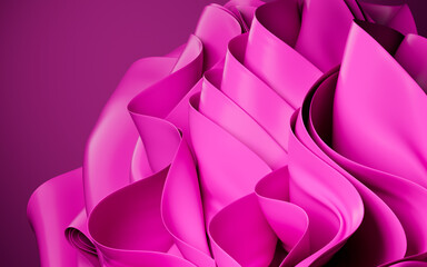 Abstract background with folded textile ruffle, abstract curves, fashion wallpaper, 3d rendering.