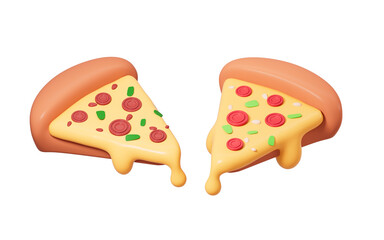 Cartoon pizza model, 3d rendering.