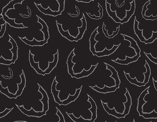 Halloween decorative vector seamless pattern with hand drawn figured bats - 687452544