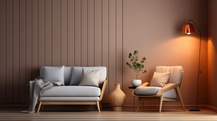 Contemporary room design with glowing lines