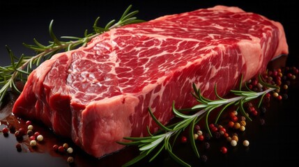 A top-view image of a fresh raw beef steak isolated