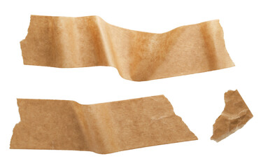 Adhesive paper tape set cut out on transparent background