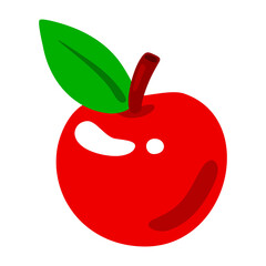 Bright red apple, flat style