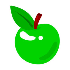 Bright green apple, flat style