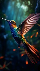 Obraz premium vibrant tropical hummingbird in flight