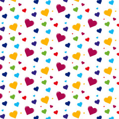 colorful heart seamless pattern vector illustration on pink background for wall art and printing shirts etc.