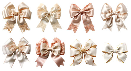 Realistic bow set isolated on transparent background