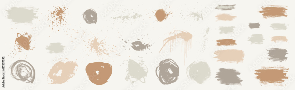 Canvas Prints ink splash vector strokes. neutral color blots on light beige background. vector painted textures. i