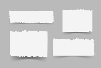 Set of torn or ripped sheets of white paper