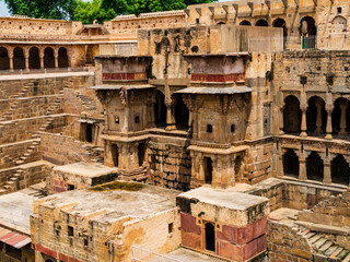 Stunning pavillon of Chand Baori, the oldest and deepest stepwell in the world, Abhaneri village near Jaipur, Rajasthan, India - 687457761