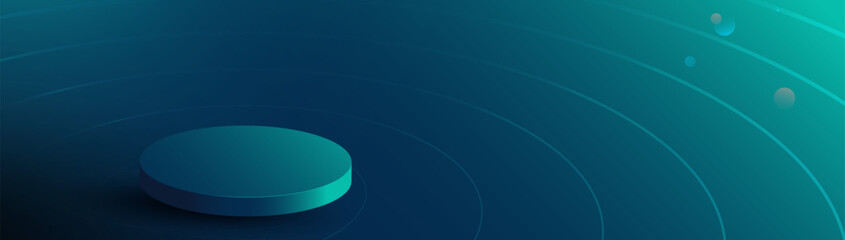 3D abstract blue cylinder stands podium background. Mockup product display. Technology and science concept