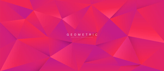 Modern abstract red polygon background design. 3d Triangular texture banner - obrazy, fototapety, plakaty