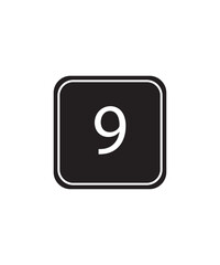 number 9 button icon, vector best flat icon.