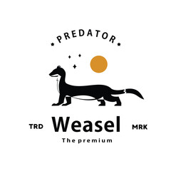 vintage retro hipster weasel logo vector outline silhouette art icon