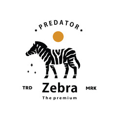 vintage retro hipster zebra logo vector outline silhouette art icon