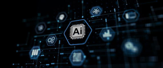 AI Artificial Intelligence abstract background concept. Technology learning