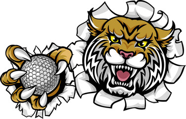 Wildcat Bobcat Cat Cougar Golf Ball Mascot