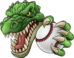 Crocodile Dinosaur Alligator Baseball Sport Mascot