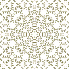 Seamless geometric ornament based on traditional islamic art.Brown color lines. For fabric,textile,cover,wrapping paper,background and lasercutting.