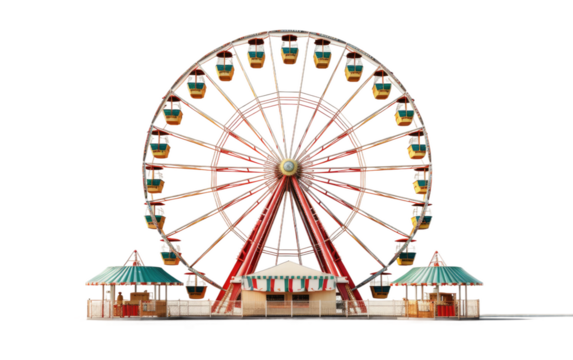 Whirling Circus Attraction Ferris Wheels Delight on a White or Clear Surface PNG Transparent Background