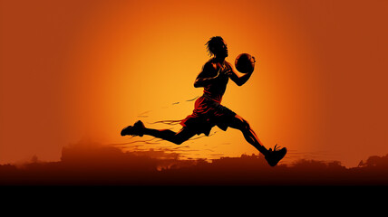 Silhouette of basketball player