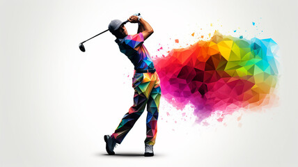 Silhouette of golf athlete - obrazy, fototapety, plakaty
