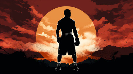 Silhouette of boxer