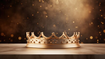 Empty crown podium for product display with background