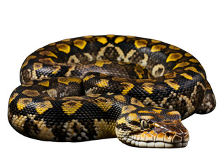 Fototapeta premium Carpet Python resting. No background, transparent.