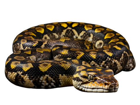 Carpet Python resting. No background, transparent.