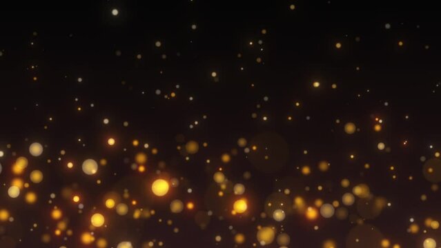 glowing black gold particles loop background