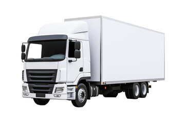 Sleek white delivery truck on a transparent background, poised for branding and advertising use.