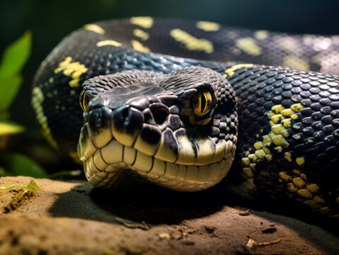Carpet Python resting in its natural habitat.