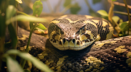Carpet Python resting in its natural habitat.