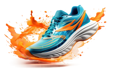 Active Dynamic Dash Running Sneakers on a White or Clear Surface PNG Transparent Background