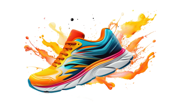 Speed Boost Dynamic Dash Running Sneakers on a White or Clear Surface PNG Transparent Background