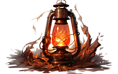 Emergency Lantern Ethereal Ember's Radiant Shine on a White or Clear Surface PNG Transparent Background