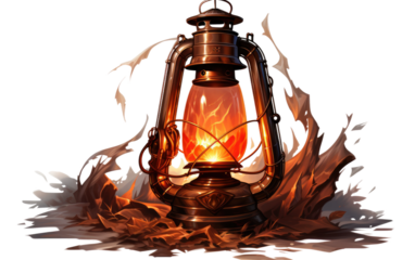 Emergency Lantern Ethereal Ember's Radiant Shine on a White or Clear Surface PNG Transparent Background