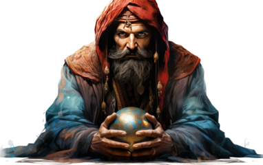 Fortune Teller Mystical Revelations Await on a White or Clear Surface PNG Transparent Background