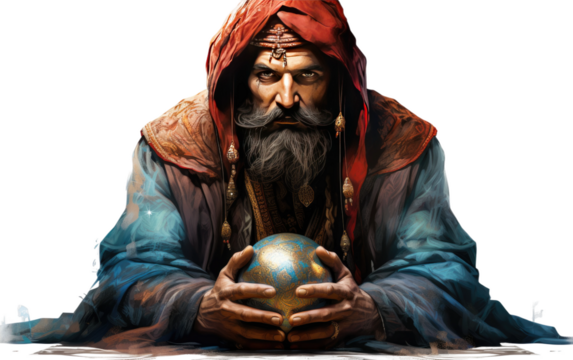 Fortune Teller Mystical Revelations Await on a White or Clear Surface PNG Transparent Background
