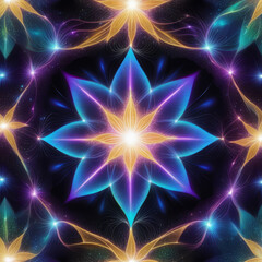 Fototapeta premium Abstract symmetrical luminous background. AI