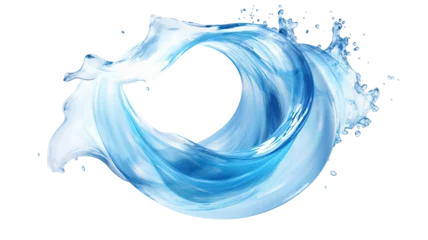 Fotobehang Realistic Blue water wave isolated on a white background. © PNG