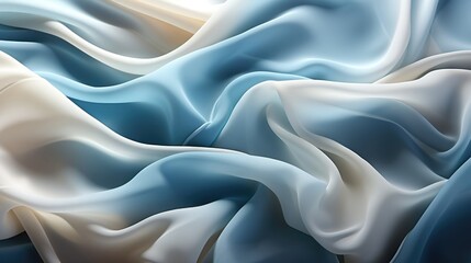 Obraz premium Elegant white and light blue silk background. Luxurious wedding concept. Generative AI