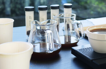 Glass erlenmeyer flask coffee mug.