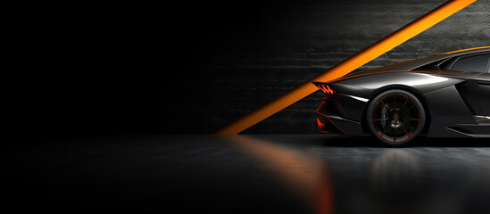 Sports Car with Orange Accent Lighting