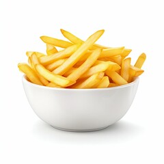Crispy Golden French Fries in a White Bowl. Generative ai