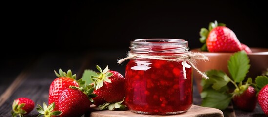 Homemade Strawberry Jam in Glass Jar