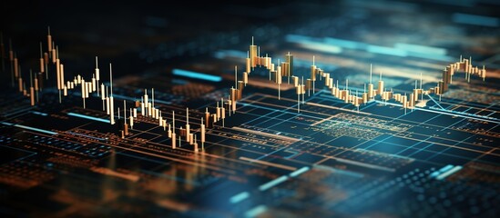 3D Financial Chart on Digital Interface